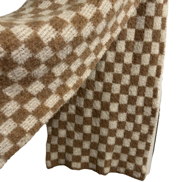 Urban Outfitters Accessories - Urban Outfitters Mustard Yellow Gingham Check Blanket Scarf Fuzzy Knit